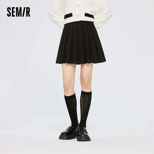 Semir Half Length Skirt Women Imitation Pleated Skirt Asymmetrical 2022 Winter New Style Girl Fashion Splicing Short Skirt Sweet